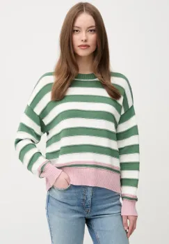 United Colors of Benetton pulover de bumbac femei, culoarea verde, 1494E10CW imagine