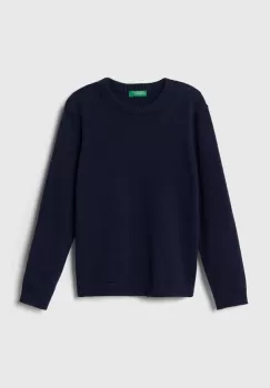United Colors of Benetton pulover de bumbac pentru copii culoarea albastru marin, light imagine