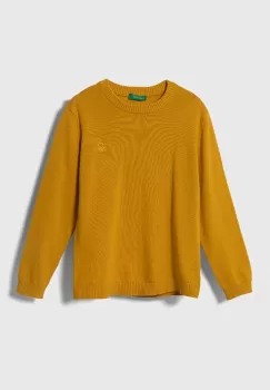 United Colors of Benetton pulover de bumbac pentru copii culoarea galben, light imagine