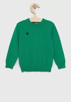 United Colors of Benetton pulover de bumbac pentru copii culoarea verde, light imagine