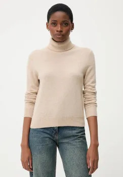 United Colors of Benetton pulover de casmir culoarea bej, light, cu guler, 1033D202D imagine