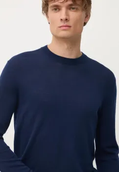 United Colors of Benetton pulover de lana barbati, culoarea albastru marin, light, 11AHU1056 imagine