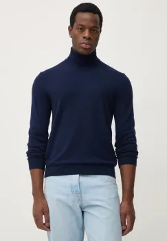 United Colors of Benetton pulover de lana barbati, culoarea albastru marin, light, cu guler, 1002U2180 imagine