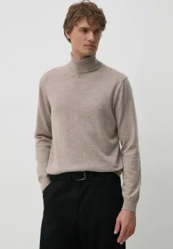 United Colors of Benetton pulover de lana barbati, culoarea bej, light, cu guler, 1002U2180 imagine