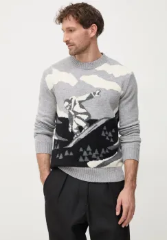 United Colors of Benetton pulover de lana barbati, culoarea gri, 1244K108R imagine
