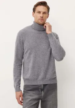 United Colors of Benetton pulover de lana barbati, culoarea gri, light, cu guler, 1002U2180 imagine