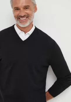 United Colors of Benetton pulover de lana barbati, culoarea negru, light imagine