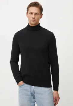 United Colors of Benetton pulover de lana barbati, culoarea negru, light, cu guler, 1002U2180 imagine