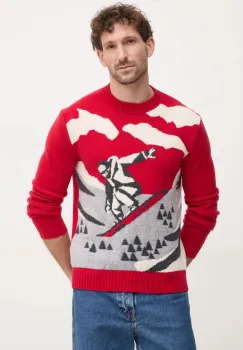 United Colors of Benetton pulover de lana barbati, culoarea rosu, 1244K108R imagine