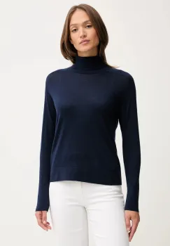 United Colors of Benetton pulover de lana culoarea bleumarin, light, cu guler, 11AHD203Y imagine