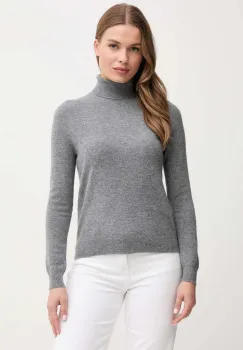 United Colors of Benetton pulover de lana culoarea gri, cu guler, 1002D2348 imagine