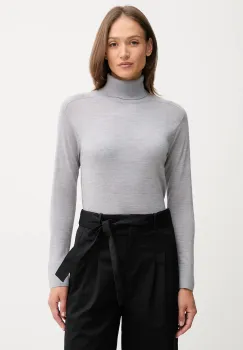United Colors of Benetton pulover de lana culoarea gri, light, cu guler, 11AHD203Y imagine