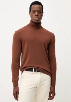 United Colors of Benetton pulover de lana culoarea maro, light, cu guler, 1002U2180 imagine