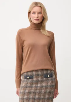 United Colors of Benetton pulover de lana culoarea maro, light, cu guler, 11AHD203Y imagine