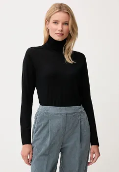 United Colors of Benetton pulover de lana culoarea negru, light, cu guler, 11AHD203Y imagine