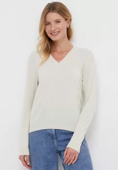 United Colors of Benetton pulover de lana femei, culoarea bej, light imagine