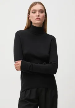 United Colors of Benetton pulover de lana femei, culoarea negru, light, cu guler, 1002D2348 imagine