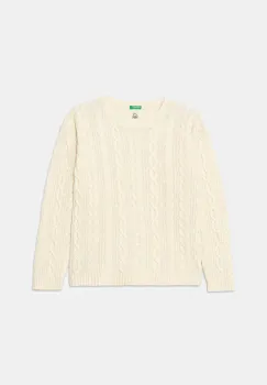 United Colors of Benetton pulover de lana pentru copii culoarea bej, 1344C107G imagine