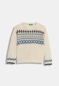 United Colors of Benetton pulover de lana pentru copii culoarea bej, light, 1PF6H1030 imagine