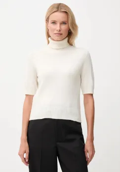 United Colors of Benetton pulover de lana pentru copii culoarea bej, light, cu guler, 102HD203X imagine