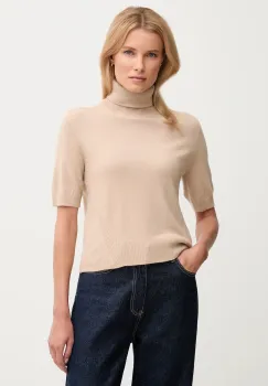 United Colors of Benetton pulover de lana pentru copii culoarea bej, light, cu guler, 102HD203X imagine