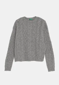 United Colors of Benetton pulover de lana pentru copii culoarea gri, 1344C107G imagine