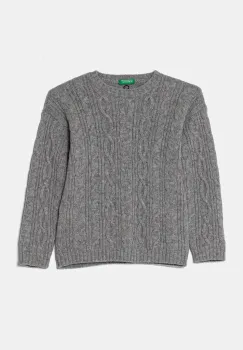 United Colors of Benetton pulover de lana pentru copii culoarea gri, 1344G100R imagine