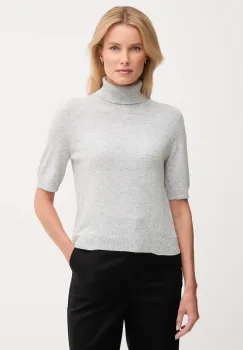 United Colors of Benetton pulover de lana pentru copii culoarea gri, light, cu guler, 102HD203X imagine