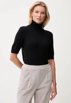 United Colors of Benetton pulover de lana pentru copii culoarea negru, light, cu guler, 102HD203X imagine