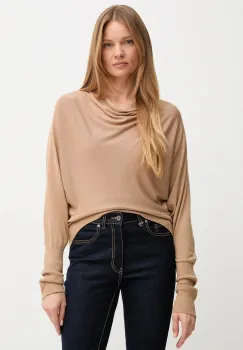 United Colors of Benetton pulover de matase culoarea bej, light, 1ZRED10E8 imagine