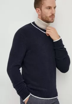 United Colors of Benetton pulover din amestec de lana barbati, culoarea albastru marin, calduros imagine