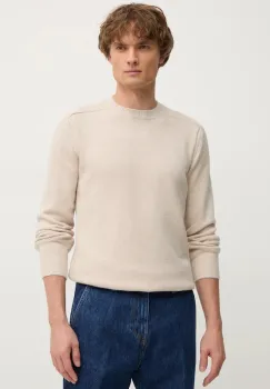 United Colors of Benetton pulover din amestec de lana barbati, culoarea bej, 116QU108T imagine