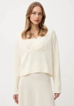 United Colors of Benetton pulover din amestec de lana culoarea bej, 1444D403H imagine