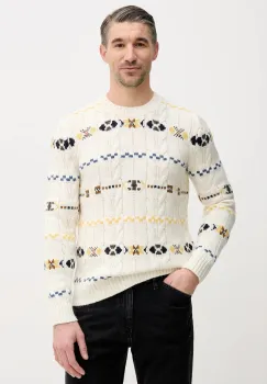 United Colors of Benetton pulover din amestec de lana culoarea bej, calduros, 13N7K10AW imagine