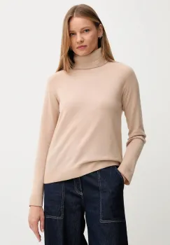 United Colors of Benetton pulover din amestec de lana culoarea bej, light, cu guler, 1035D2551 imagine