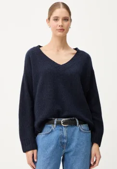 United Colors of Benetton pulover din amestec de lana culoarea bleumarin, 126WD402Z imagine