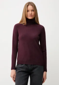 United Colors of Benetton pulover din amestec de lana culoarea bordo, light, cu guler, 1035D2551 imagine