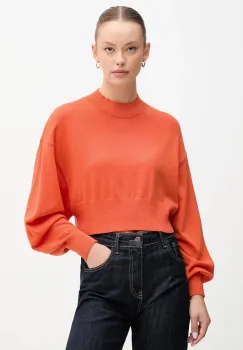 United Colors of Benetton pulover din amestec de lana culoarea portocaliu, light, cu turtleneck, 1Y6SD2041 imagine