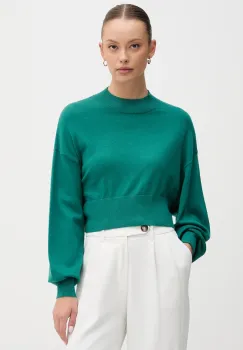 United Colors of Benetton pulover din amestec de lana culoarea verde, light, cu turtleneck, 1Y6SD2041 imagine