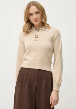 United Colors of Benetton pulover din amestec de lana femei, culoarea bej, 10R2D3013 imagine