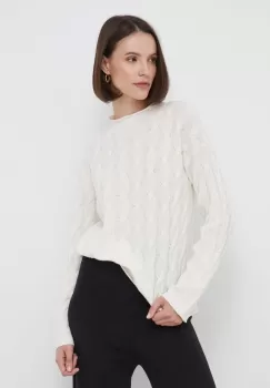 United Colors of Benetton pulover din amestec de lana femei, culoarea bej, cu turtleneck imagine