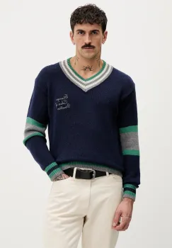 United Colors of Benetton pulover din amestec de lana x Stranger Things culoarea albastru marin, light, 1XDGK401F imagine