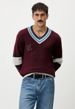 United Colors of Benetton pulover din amestec de lana x Stranger Things culoarea bordo, light, 1XDGK401F imagine