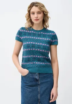 United Colors of Benetton pulover din amestec de lana x Stranger Things culoarea turcoaz, 171RE10EN imagine