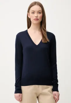 United Colors of Benetton pulover din amestec de matase culoarea bleumarin, light, 1ZRED402L imagine