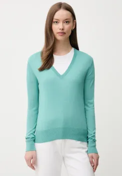 United Colors of Benetton pulover din amestec de matase culoarea turcoaz, light, 1ZRED402L imagine