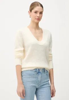 United Colors of Benetton pulover din amestec de mohair culoarea bej, 1VAAD10EX imagine