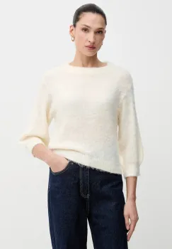 United Colors of Benetton pulover din amestec de mohair culoarea bej, 1VAAD10F4 imagine