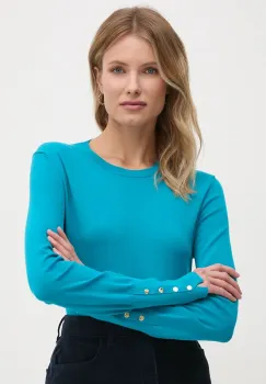 United Colors of Benetton pulover femei, culoarea turcoaz, light, 104HD10CB imagine