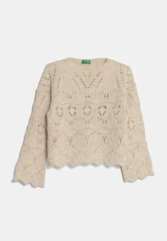 United Colors of Benetton pulover pentru copii din amestec de lana culoarea bej, 1255C107F imagine